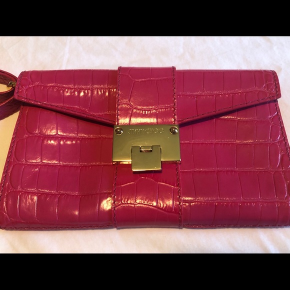 Jimmy Choo Fuchsia Mock Croc Clutch - Picture 3 of 8